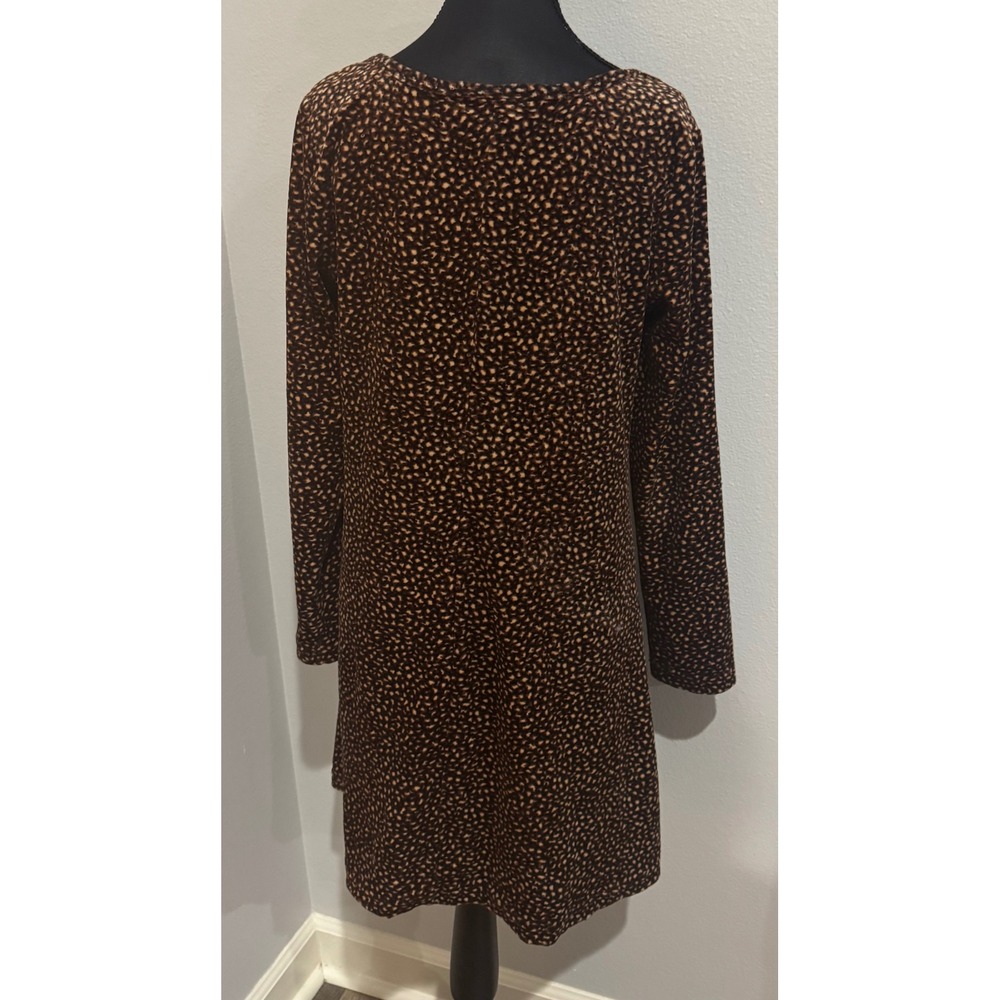 Vintage Dressing Clio Brown Print Long Sleeve Square Neck Dress‎ Medium - Picture 3 of 11